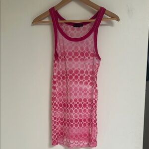 Custo Barcelona Rare Vintage Y2K Semi Sheer Pink Polka Dot Tank Top M